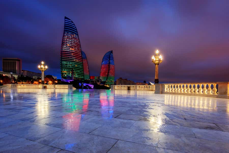 Baku Lights Night Tour with Hotel Pickup - Maiden Tower, National Gymnastics Arena, and Olympic Stadium at Night