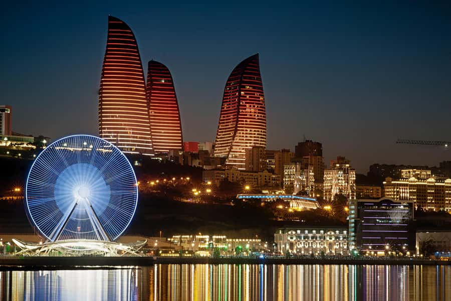City Highlights Bike Tour - Daniz Mall: Giant Flower Architecture on the Water