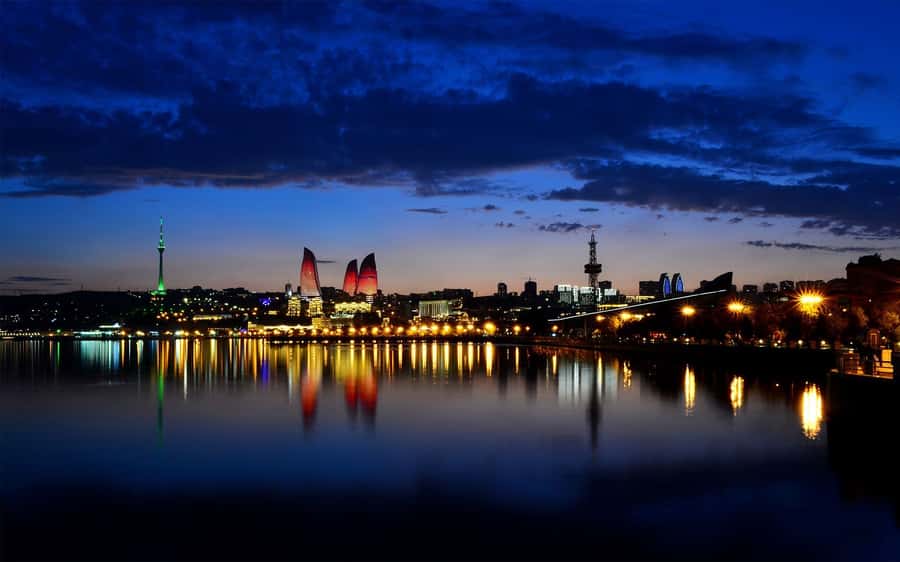 Incredible Baku Nights Panoramic Tour - Flame Towers at night, where the tour really starts